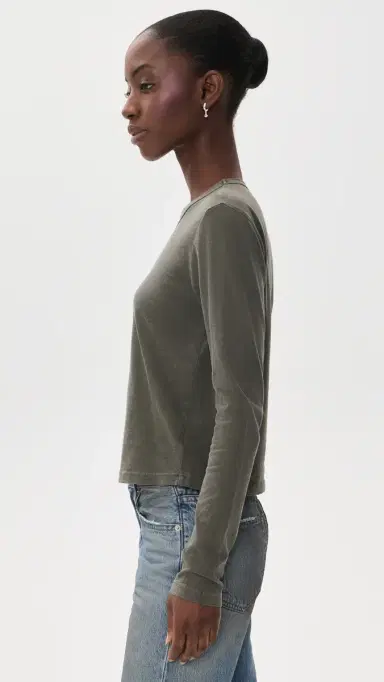 James Perse Shrunken Crew Neck Tee Army Green | Thumbnail 4 James Perse Shrunken Crew Neck Tee Army Green | Thumbnail 4