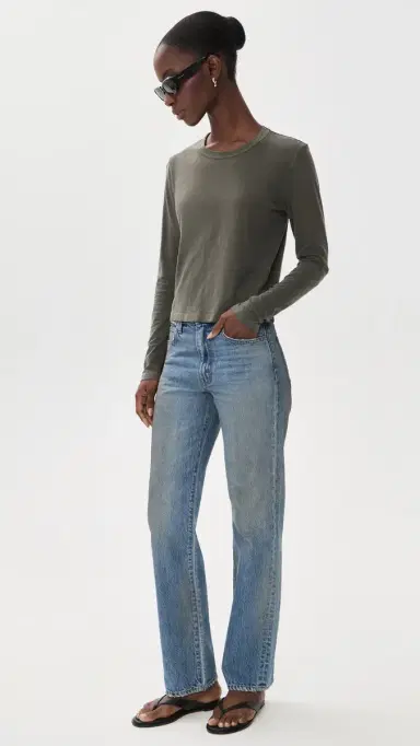 James Perse Shrunken Crew Neck Tee Army Green | Thumbnail 5 James Perse Shrunken Crew Neck Tee Army Green | Thumbnail 5