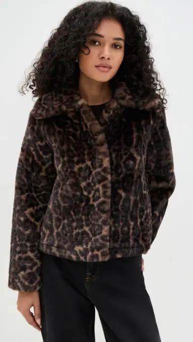 Apparis Elis Faux Fur eopard Print Coat Dark eopard | Thumbnail 2 Apparis Elis Faux Fur eopard Print Coat Dark eopard | Thumbnail 2