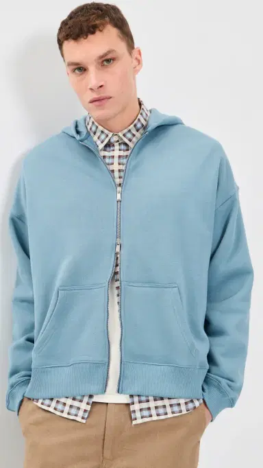 The Elder Statesman Coastal Zip Hoodie Bayou Blue | Thumbnail 2 The Elder Statesman Coastal Zip Hoodie Bayou Blue | Thumbnail 2