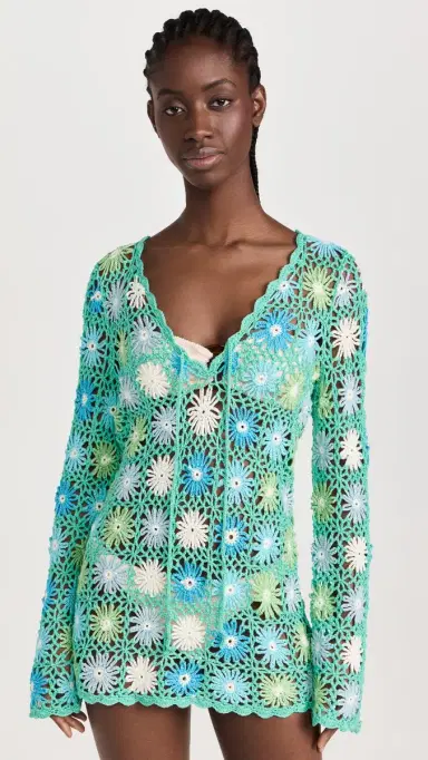 Show Me Your Mumu Vacay Mini Coverup Blue ulti Floral | Thumbnail 2 Show Me Your Mumu Vacay Mini Coverup Blue ulti Floral | Thumbnail 2