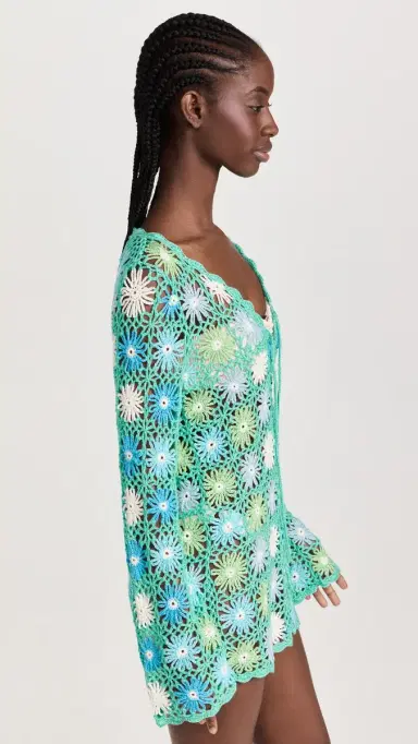 Show Me Your Mumu Vacay Mini Coverup Blue ulti Floral | Thumbnail 4 Show Me Your Mumu Vacay Mini Coverup Blue ulti Floral | Thumbnail 4