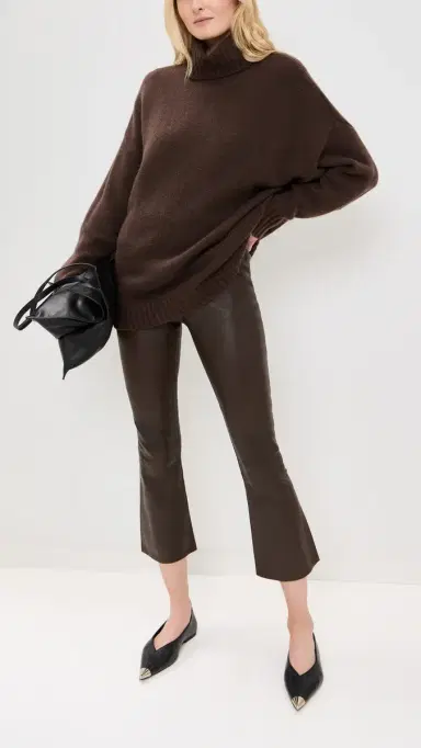 Sprwmn Grace eather Crop Flare Pants Americano | Thumbnail 2 Sprwmn Grace eather Crop Flare Pants Americano | Thumbnail 2