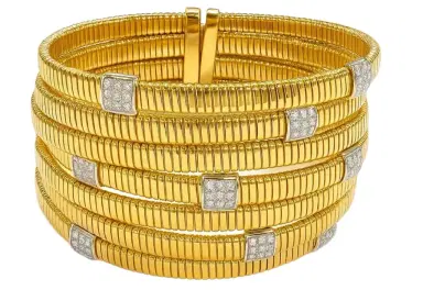 Wish Fine Jewelry 1.47ct Diamond 18K Gold Statement Bangle Multi Row Bracelet | Thumbnail 1 Wish Fine Jewelry 1.47ct Diamond 18K Gold Statement Bangle Multi Row Bracelet | Thumbnail 1