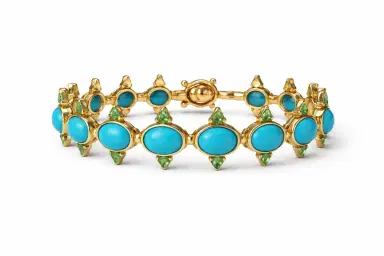 Wish Fine Jewelry 15.26ct Emerald Turquoise 18K Gold Bracelet | Thumbnail 1 Wish Fine Jewelry 15.26ct Emerald Turquoise 18K Gold Bracelet | Thumbnail 1