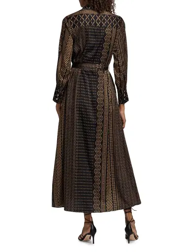Misa Los Angeles Women's Herminia Geometric Tie-Waist Midi-Shirtdress - Noir Geometry - Size XL | Thumbnail 5 Misa Los Angeles Women's Herminia Geometric Tie-Waist Midi-Shirtdress - Noir Geometry - Size XL | Thumbnail 5