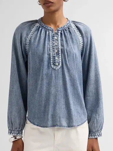 RAILS Women's Tali Embroidered Raglan-Sleeve Top - Blue Ridge - Size XS | Thumbnail 5 RAILS Women's Tali Embroidered Raglan-Sleeve Top - Blue Ridge - Size XS | Thumbnail 5