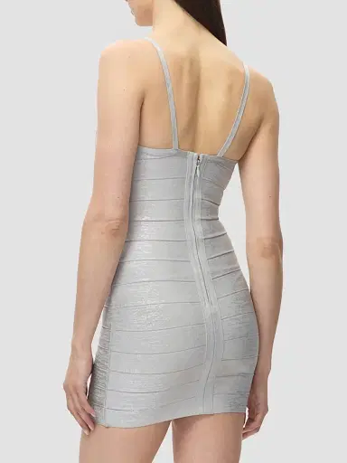 Hervé Léger Women's Bandage-Knit Metallic Body-Con Mini Dress - Silver Foil | Thumbnail 5 Hervé Léger Women's Bandage-Knit Metallic Body-Con Mini Dress - Silver Foil | Thumbnail 5