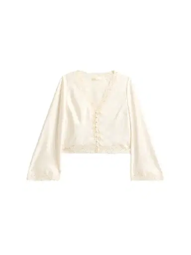 LoveShackFancy Women's Fioretta Lace-Trim Satin Top - Alabaster Glow | Thumbnail 1 LoveShackFancy Women's Fioretta Lace-Trim Satin Top - Alabaster Glow | Thumbnail 1