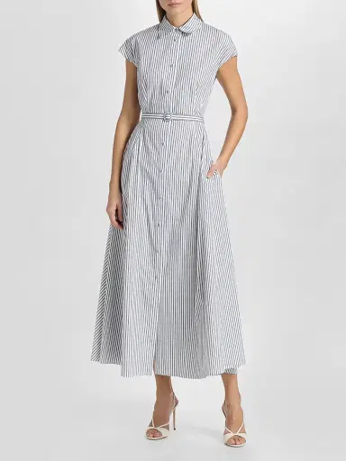 Adam Lippes Women's Palmer Striped Cotton Shirtdress - White Ink | Thumbnail 2 Adam Lippes Women's Palmer Striped Cotton Shirtdress - White Ink | Thumbnail 2