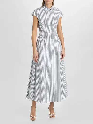 Adam Lippes Women's Palmer Striped Cotton Shirtdress - White Ink | Thumbnail 6 Adam Lippes Women's Palmer Striped Cotton Shirtdress - White Ink | Thumbnail 6