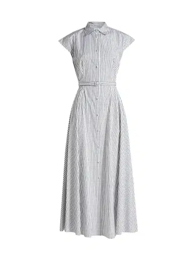 Adam Lippes Women's Palmer Striped Cotton Shirtdress - White Ink | Thumbnail 1 Adam Lippes Women's Palmer Striped Cotton Shirtdress - White Ink | Thumbnail 1