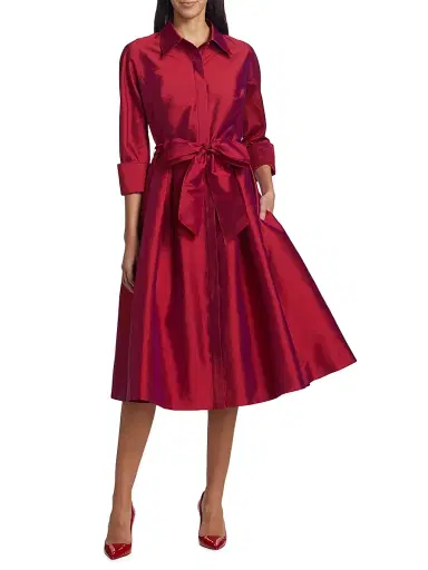 Teri Jon by Rickie Freeman Women's Silk Taffeta Shirtdress | Thumbnail 2 Teri Jon by Rickie Freeman Women's Silk Taffeta Shirtdress | Thumbnail 2
