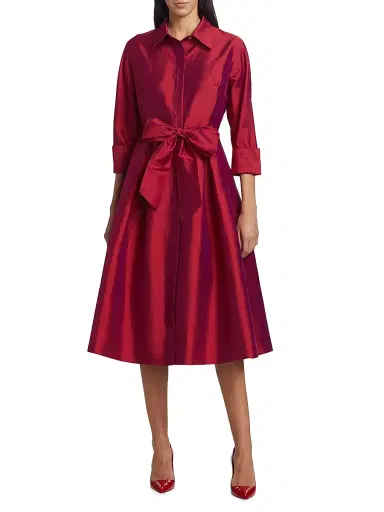 Teri Jon by Rickie Freeman Women's Silk Taffeta Shirtdress | Thumbnail 3 Teri Jon by Rickie Freeman Women's Silk Taffeta Shirtdress | Thumbnail 3