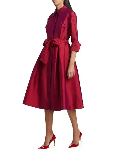 Teri Jon by Rickie Freeman Women's Silk Taffeta Shirtdress | Thumbnail 4 Teri Jon by Rickie Freeman Women's Silk Taffeta Shirtdress | Thumbnail 4