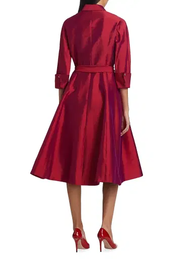 Teri Jon by Rickie Freeman Women's Silk Taffeta Shirtdress | Thumbnail 5 Teri Jon by Rickie Freeman Women's Silk Taffeta Shirtdress | Thumbnail 5