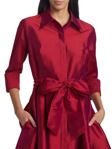 Teri Jon by Rickie Freeman Women's Silk Taffeta Shirtdress | Thumbnail 6 Teri Jon by Rickie Freeman Women's Silk Taffeta Shirtdress | Thumbnail 6