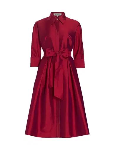 Teri Jon by Rickie Freeman Women's Silk Taffeta Shirtdress | Thumbnail 1 Teri Jon by Rickie Freeman Women's Silk Taffeta Shirtdress | Thumbnail 1