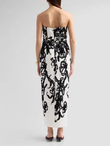 Milly Women's Orion Chiffon Embroidered Maxi Dress - White Black | Thumbnail 3 Milly Women's Orion Chiffon Embroidered Maxi Dress - White Black | Thumbnail 3