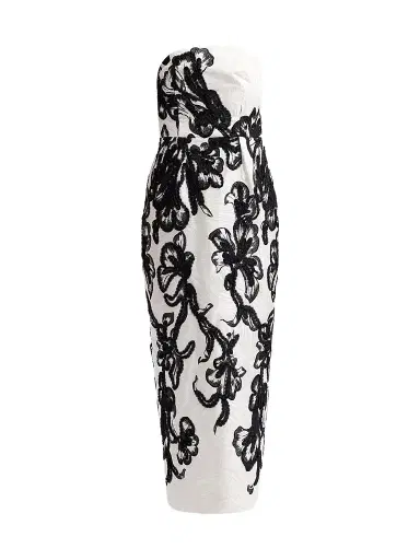 Milly Women's Orion Chiffon Embroidered Maxi Dress - White Black | Thumbnail 1 Milly Women's Orion Chiffon Embroidered Maxi Dress - White Black | Thumbnail 1