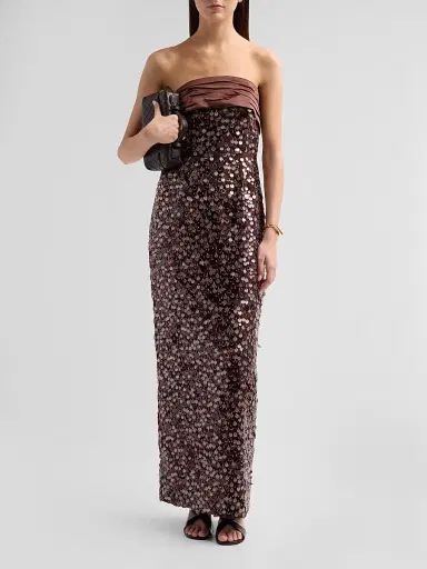Milly Women's Hana Sequin Maxi Dress - Dark Brown | Thumbnail 2 Milly Women's Hana Sequin Maxi Dress - Dark Brown | Thumbnail 2