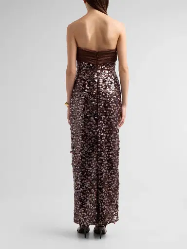Milly Women's Hana Sequin Maxi Dress - Dark Brown | Thumbnail 3 Milly Women's Hana Sequin Maxi Dress - Dark Brown | Thumbnail 3