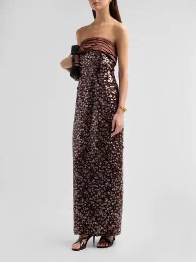 Milly Women's Hana Sequin Maxi Dress - Dark Brown | Thumbnail 4 Milly Women's Hana Sequin Maxi Dress - Dark Brown | Thumbnail 4