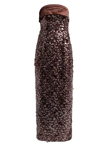 Milly Women's Hana Sequin Maxi Dress - Dark Brown | Thumbnail 1 Milly Women's Hana Sequin Maxi Dress - Dark Brown | Thumbnail 1