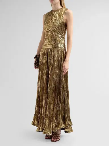 Ulla Johnson Women's Eugenia Ruched Pleated Gown | Thumbnail 4 Ulla Johnson Women's Eugenia Ruched Pleated Gown | Thumbnail 4