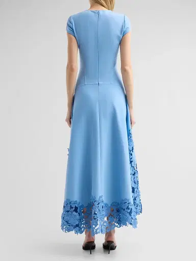 Oscar de la Renta Women's 3D Guipure Virgin Wool-Blend Maxi Dress - Talc Blue | Thumbnail 3 Oscar de la Renta Women's 3D Guipure Virgin Wool-Blend Maxi Dress - Talc Blue | Thumbnail 3