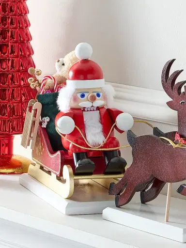 Steinbach Santa On His Sled & Reindeer Nutcracker Decoration | Thumbnail 2 Steinbach Santa On His Sled & Reindeer Nutcracker Decoration | Thumbnail 2
