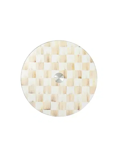 MacKenzie-Childs Mocha Check Glass Lazy Susan | Thumbnail 1 MacKenzie-Childs Mocha Check Glass Lazy Susan | Thumbnail 1
