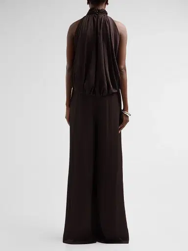 Amsale Women's Blouson Halterneck Jumpsuit - Raisin | Thumbnail 3 Amsale Women's Blouson Halterneck Jumpsuit - Raisin | Thumbnail 3