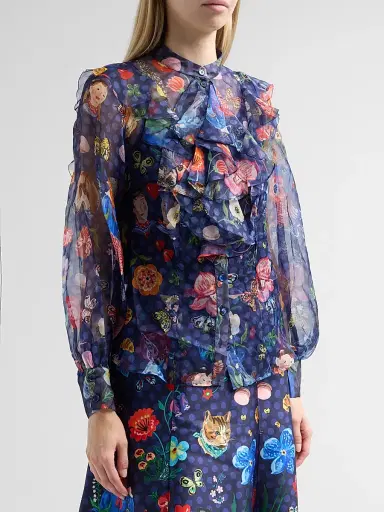 MAISON COMMON Women's Floral Silk Organza Tieneck Blouse | Thumbnail 4 MAISON COMMON Women's Floral Silk Organza Tieneck Blouse | Thumbnail 4