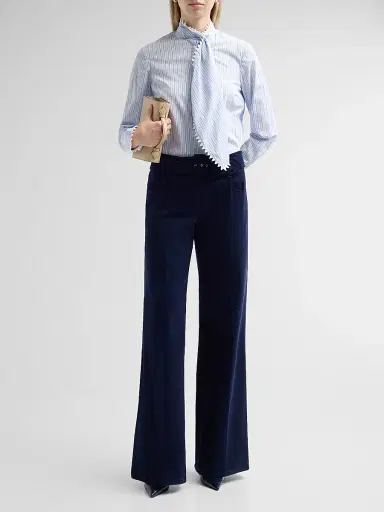 Maison Common Women's Belted Mid-Rise Denim Trousers - Navy | Thumbnail 2 Maison Common Women's Belted Mid-Rise Denim Trousers - Navy | Thumbnail 2