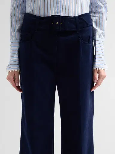 Maison Common Women's Belted Mid-Rise Denim Trousers - Navy | Thumbnail 5 Maison Common Women's Belted Mid-Rise Denim Trousers - Navy | Thumbnail 5
