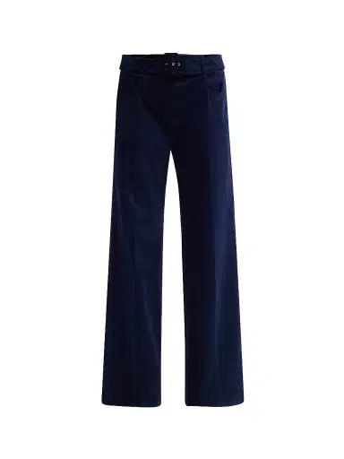 Maison Common Women's Belted Mid-Rise Denim Trousers - Navy | Thumbnail 1 Maison Common Women's Belted Mid-Rise Denim Trousers - Navy | Thumbnail 1