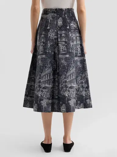 MAISON COMMON Women's Jacquard Town Print Midi Skirt | Thumbnail 3 MAISON COMMON Women's Jacquard Town Print Midi Skirt | Thumbnail 3