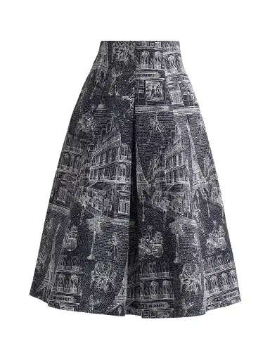 MAISON COMMON Women's Jacquard Town Print Midi Skirt | Thumbnail 1 MAISON COMMON Women's Jacquard Town Print Midi Skirt | Thumbnail 1