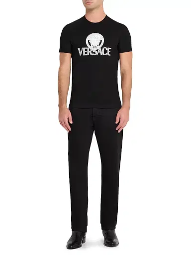 Versace Men's Medusa Logo Cotton Crewneck T-Shirt - Black - Size Medium | Thumbnail 2 Versace Men's Medusa Logo Cotton Crewneck T-Shirt - Black - Size Medium | Thumbnail 2