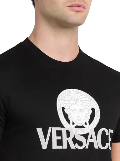Versace Men's Medusa Logo Cotton Crewneck T-Shirt - Black - Size Medium | Thumbnail 5 Versace Men's Medusa Logo Cotton Crewneck T-Shirt - Black - Size Medium | Thumbnail 5