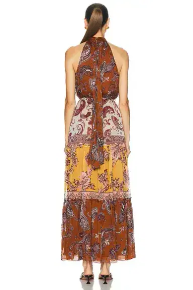 Hemant & Nandita Halter Neck Tiered Maxi Dress | Thumbnail 3 Hemant & Nandita Halter Neck Tiered Maxi Dress | Thumbnail 3