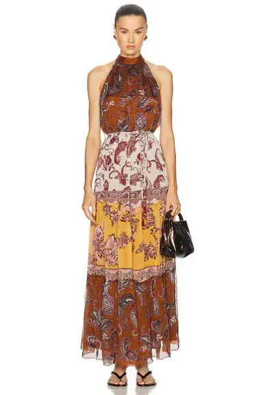 Hemant & Nandita Halter Neck Tiered Maxi Dress | Thumbnail 1 Hemant & Nandita Halter Neck Tiered Maxi Dress | Thumbnail 1
