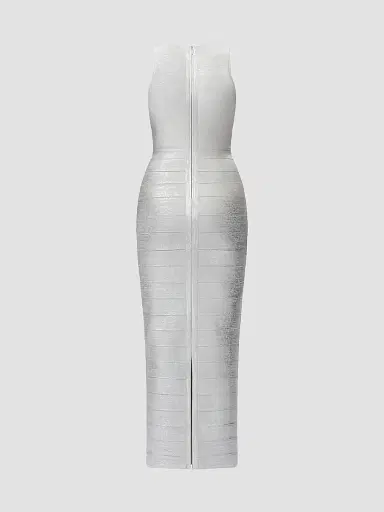 Hervé Léger Women's The Metallic Bailey Gown - Silver Foil | Thumbnail 7 Hervé Léger Women's The Metallic Bailey Gown - Silver Foil | Thumbnail 7