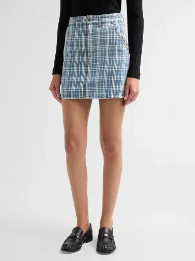 Burberry Women's Norcross Denim Mini Skirt - Light Indigo Blue | Thumbnail 4 Burberry Women's Norcross Denim Mini Skirt - Light Indigo Blue | Thumbnail 4