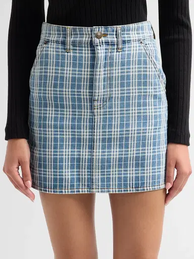 Burberry Women's Norcross Denim Mini Skirt - Light Indigo Blue | Thumbnail 5 Burberry Women's Norcross Denim Mini Skirt - Light Indigo Blue | Thumbnail 5
