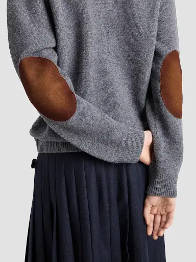 Prada Women's Wool and Suede Cardigan - Grey | Thumbnail 5 Prada Women's Wool and Suede Cardigan - Grey | Thumbnail 5