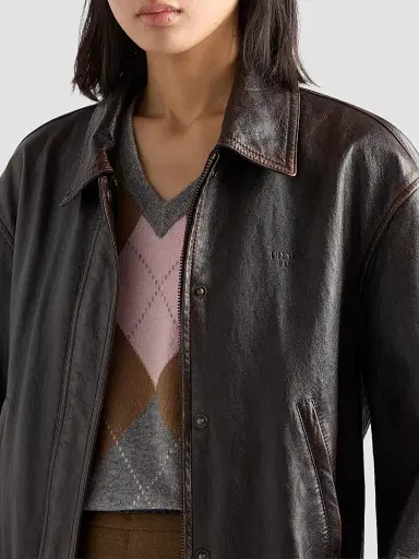 Prada Women's Argyle Cashmere V-Neck Sweater - Grey | Thumbnail 5 Prada Women's Argyle Cashmere V-Neck Sweater - Grey | Thumbnail 5