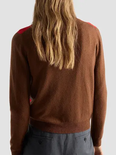 Prada Women's Argyle Cashmere Polo Sweater - Brown | Thumbnail 5 Prada Women's Argyle Cashmere Polo Sweater - Brown | Thumbnail 5