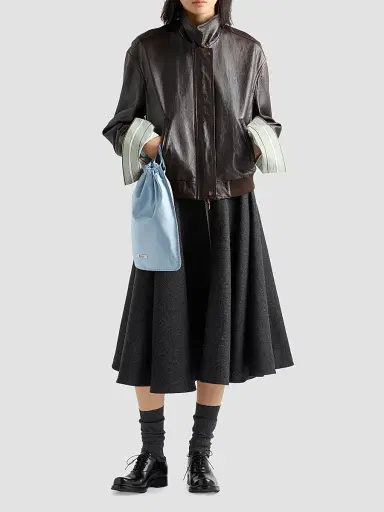 Prada Women's Nappa Leather Jacket - Brown | Thumbnail 2 Prada Women's Nappa Leather Jacket - Brown | Thumbnail 2